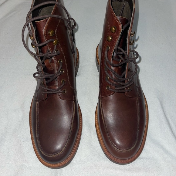 Express Dark Brown Leather Men's Boots - Picture 1 of 6